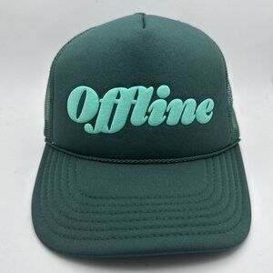 Offline Trucker Hat Cap Snapback Green Foam Mesh Back Spell out Adjustable NEW